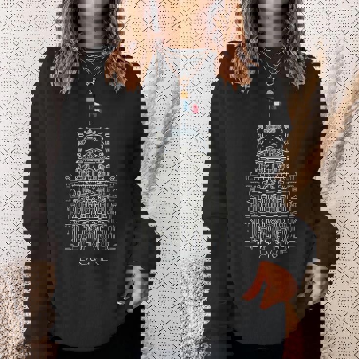 パリ、ルーブル美術館、手描きルーブル宮殿、フランス 長袖tシャツ スウェットシャツ 彼女への贈り物