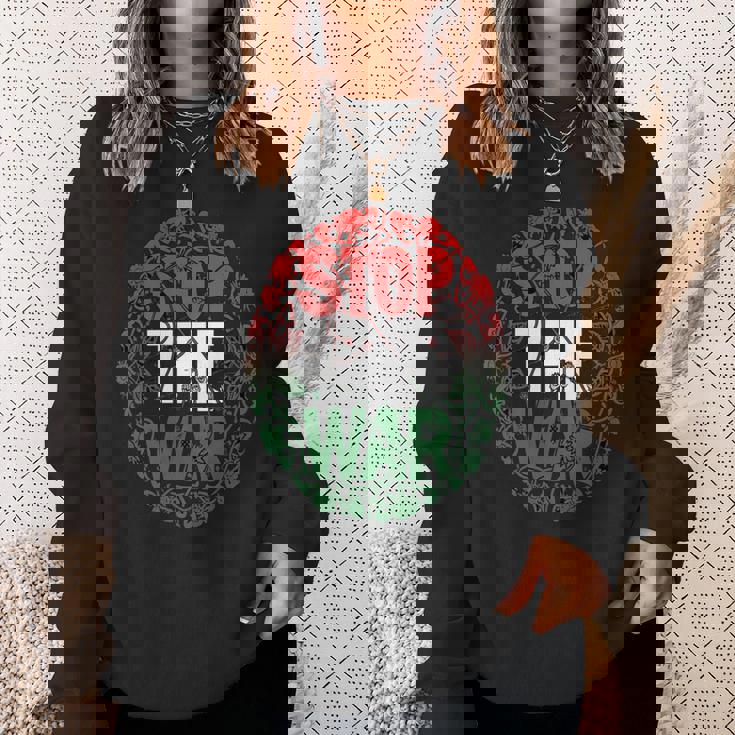 パレスチナ国旗 アラビア語タイポグラフィ パレスチナ国旗 長袖tシャツ スウェットシャツ 彼女への贈り物