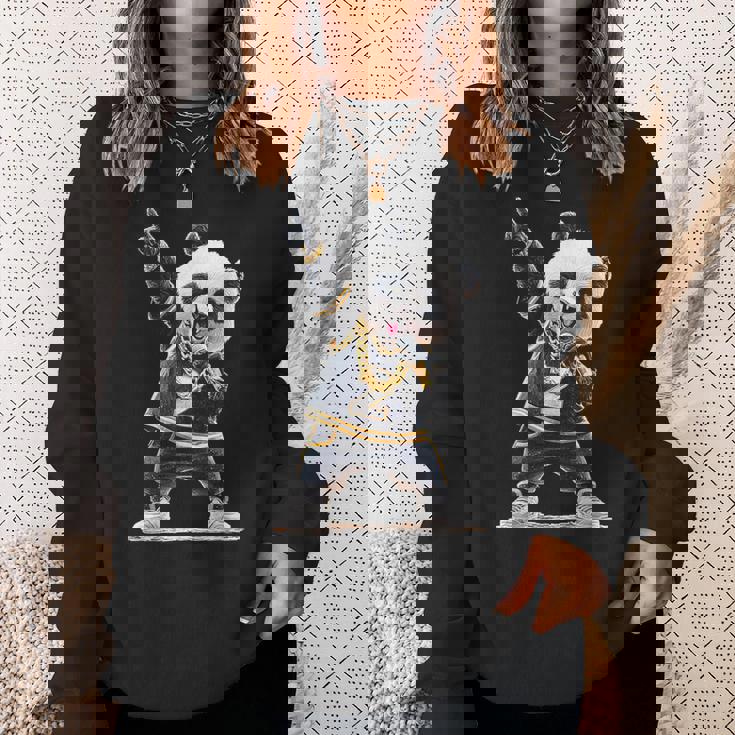 パンダ ホールドマイク 歌う ダンス 動物 グラフィック パンダ スウェットシャツ 彼女への贈り物