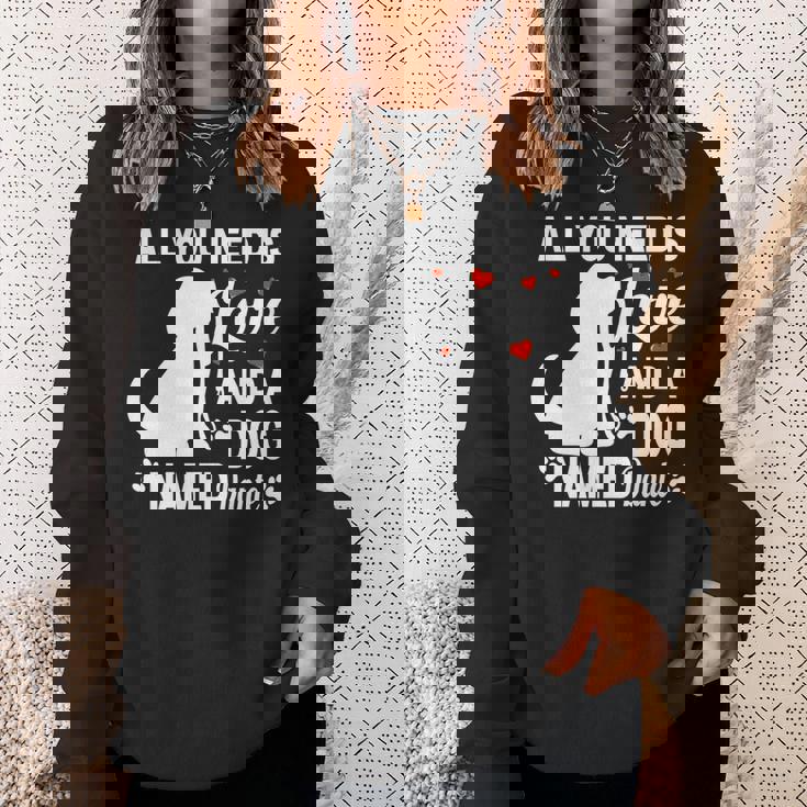 パーソナライズドドッグネームダンテかわいい犬ペット愛好家 長袖tシャツ スウェットシャツ 彼女への贈り物