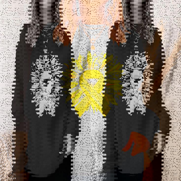 ヒョウ ヒマワリ イエローリボン 肉腫 がん啓発 スウェットシャツ 彼女への贈り物