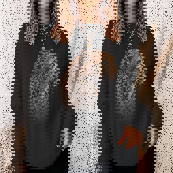 ヒョウチーター 虎 ヒョウの顔 ライオン 猫 スウェットシャツ 彼女への贈り物