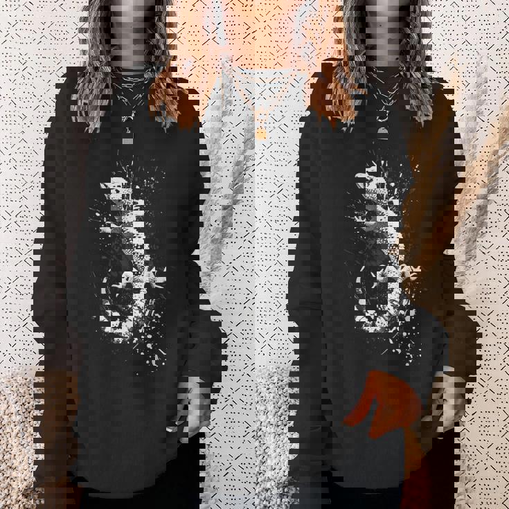 ヒョウモントカゲモドキ グランジ パンク スプラッター スウェットシャツ 彼女への贈り物