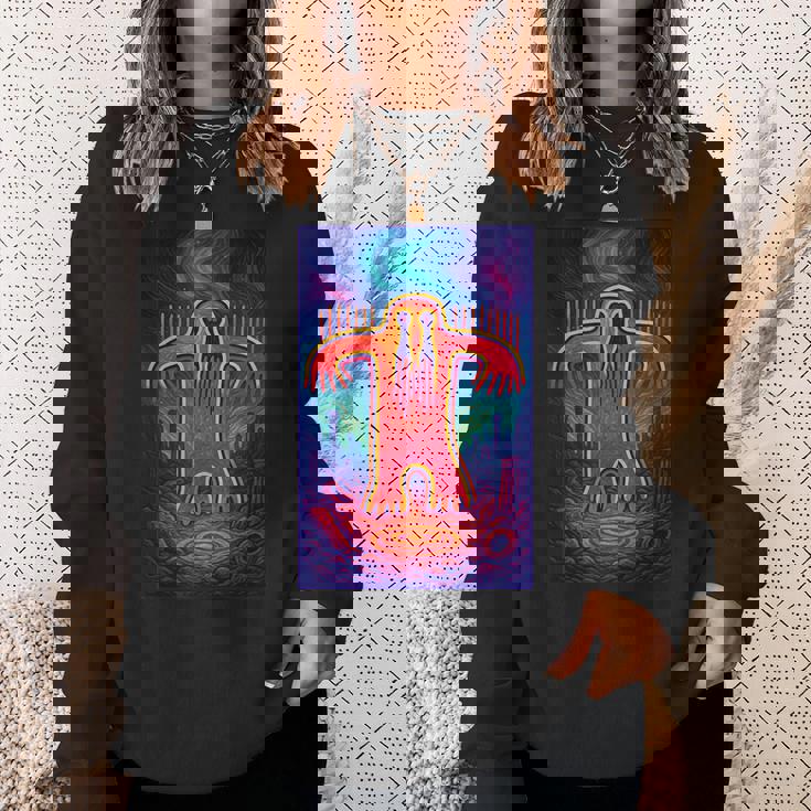 ビッグフット ペトログリフ – 古代サスカッチ洞窟アートデザイン スウェットシャツ 彼女への贈り物