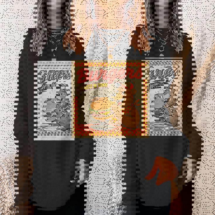 ビンテージ Burgers Biggest In Town ベア ハンバーガー ショップ スウェットシャツ 彼女への贈り物