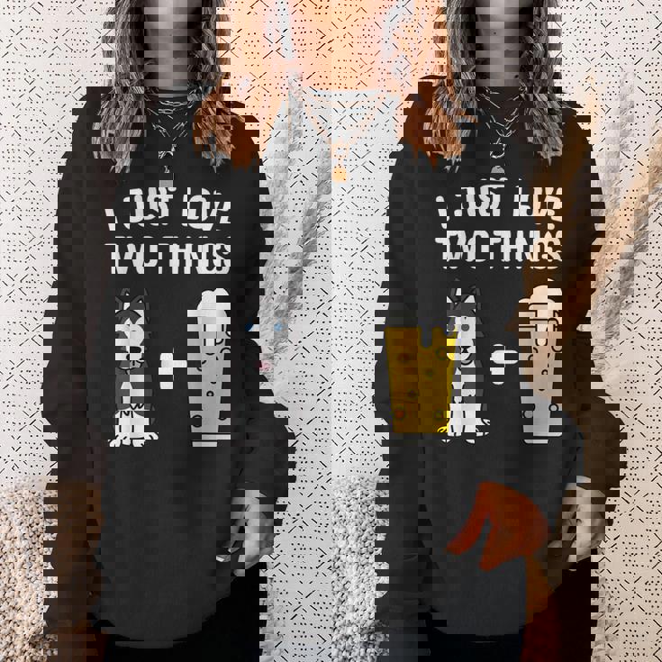 ビールシベリアン・ハスキー犬 スウェットシャツ 彼女への贈り物