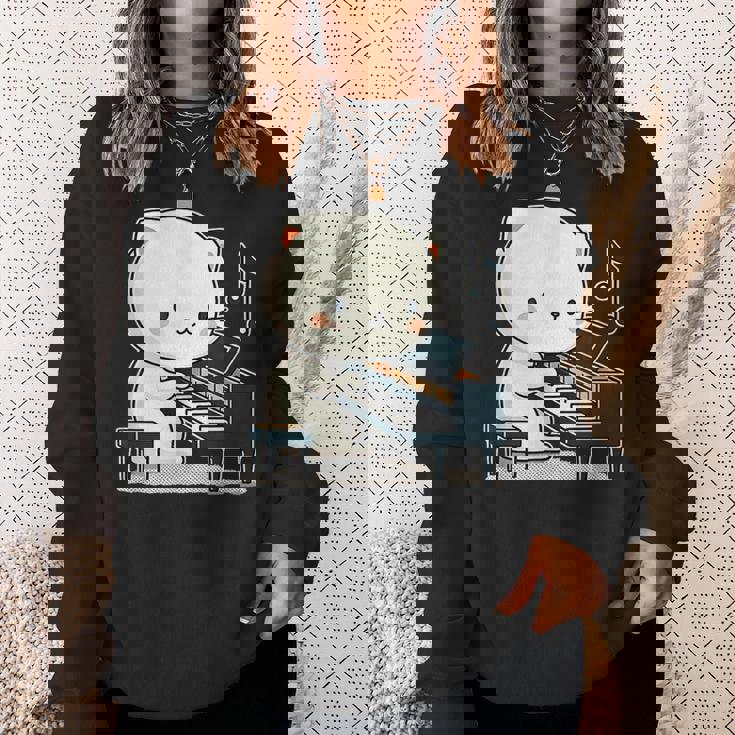 ピアノを弾くかわいい猫 ヴィンテージ かわいい猫 アート 日本アニメ スウェットシャツ 彼女への贈り物