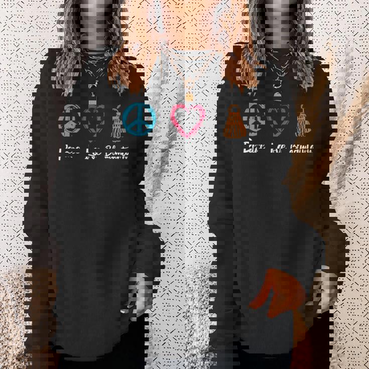 ピース・ラブ・バドミントン アイ・ラブ・バドミントン 長袖tシャツ スウェットシャツ 彼女への贈り物