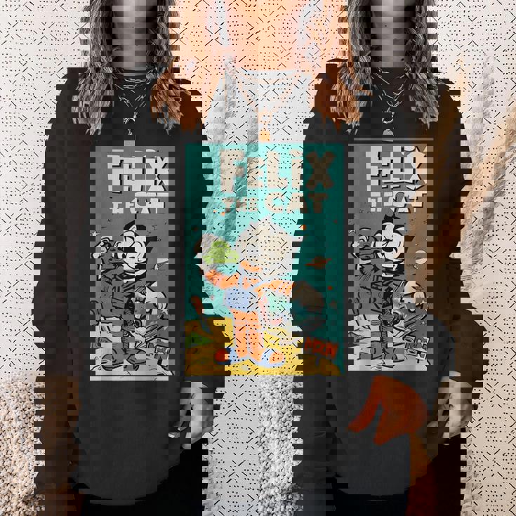 フェリックス・ザ・キャット・ムーン・ドリーマー レトロ1920年代天体アニメーション スウェットシャツ 彼女への贈り物