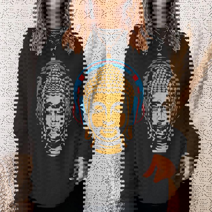 ブッダとヘッドフォン マインドフルネス 音楽 ボーホー 禅 仏教 スウェットシャツ 彼女への贈り物