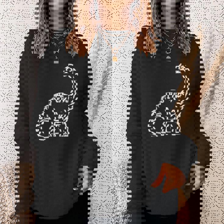 ブラキオサウルス ミニマリスト バッジ パッチライン アート 恐竜 スウェットシャツ 彼女への贈り物