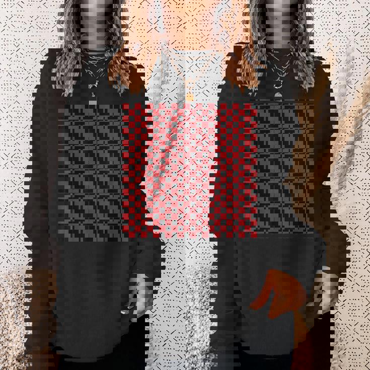 ブラック、レッド、チェッカーボードスクエアパターン、チェックデザイン。 スウェットシャツ 彼女への贈り物