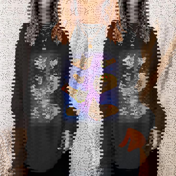 ブリトー猫とタコスキャット 宇宙 ギャラクシー ミーム タコキャット 愚かな スウェットシャツ 彼女への贈り物