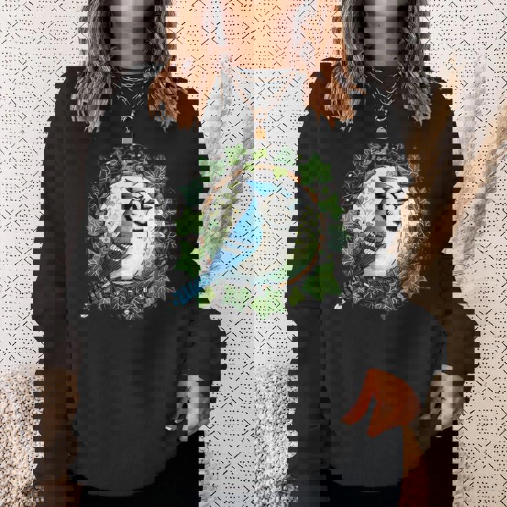 ブルージェイとイングリッシュアイビーバードアートブルージェイズイラスト スウェットシャツ 彼女への贈り物