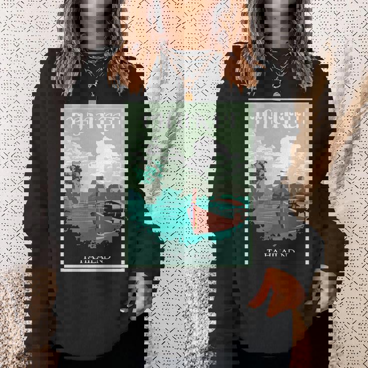 プーケット ロングテール ボート サムイ島 タイ 微笑みの国 バンコク お土産 旅行の贈り物 休暇 ビーチ パッタイ 長袖tシャツ スウェットシャツ 彼女への贈り物