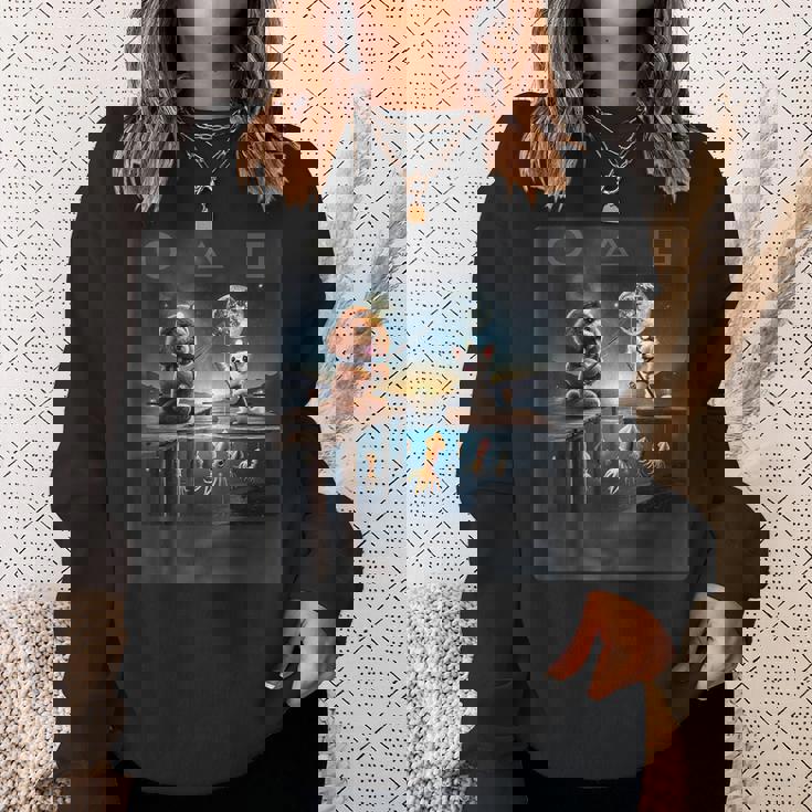 プードルとチワワのユニークなイカ釣りデザイン スウェットシャツ 彼女への贈り物