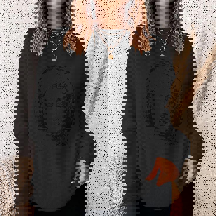 ヘッドフォンで仏陀を冷やす瞑想ヨガ音楽グラフィック スウェットシャツ 彼女への贈り物