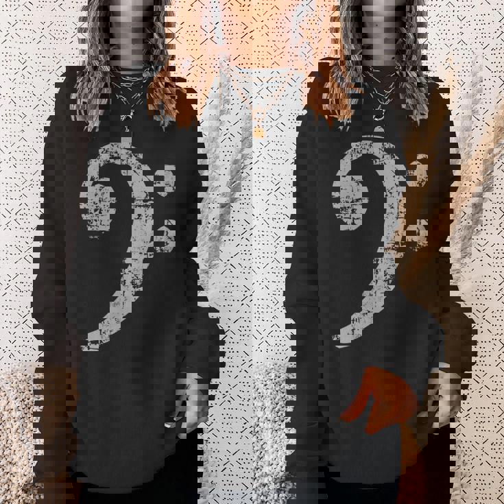 ベースト音記号ヴィンテージグレー ベースシスト低音プレーヤー 長袖tシャツ スウェットシャツ 彼女への贈り物