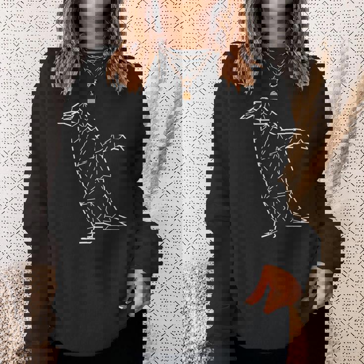 ペンギン 幾何学的 ミニマリスト 幾何学的 多角形 ラインアート スウェットシャツ 彼女への贈り物