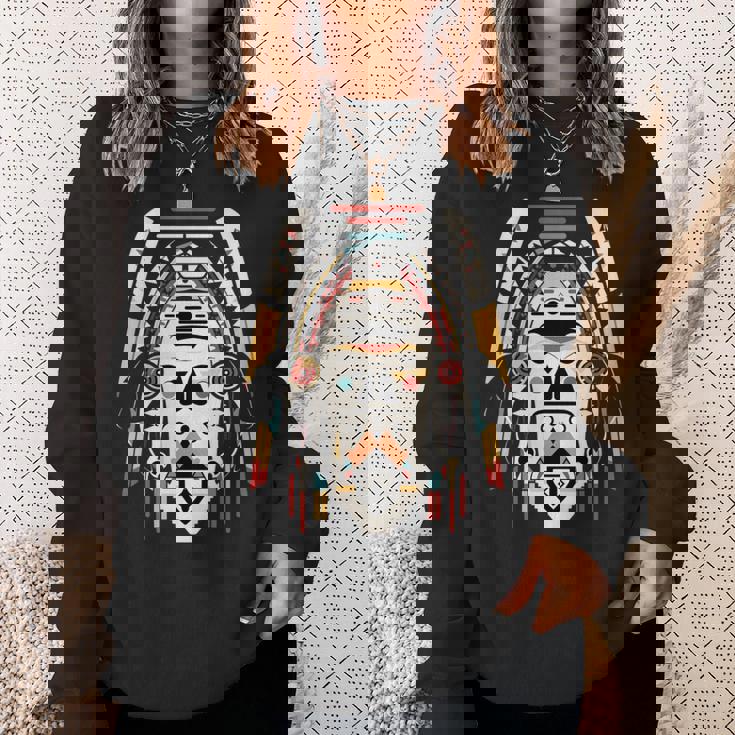 ホピ族アート シャーマン ネイティブ南西アメリカ インディアン スタイル 長袖tシャツ スウェットシャツ 彼女への贈り物