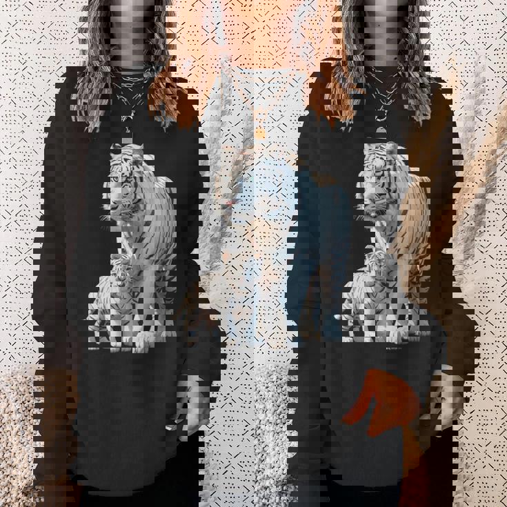 ホワイトタイガー、ネコの動物 スウェットシャツ 彼女への贈り物