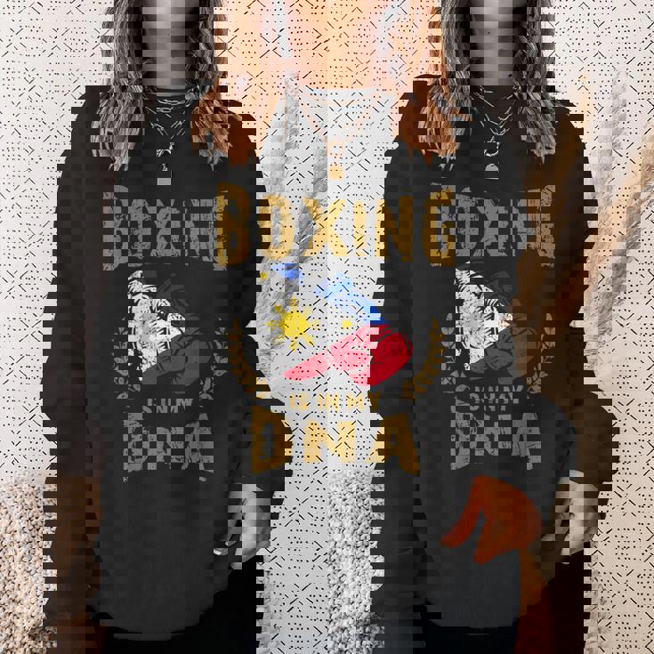 ボクシングは私の Dna にある フィリピン国旗のボクシング グローブ スウェットシャツ 彼女への贈り物