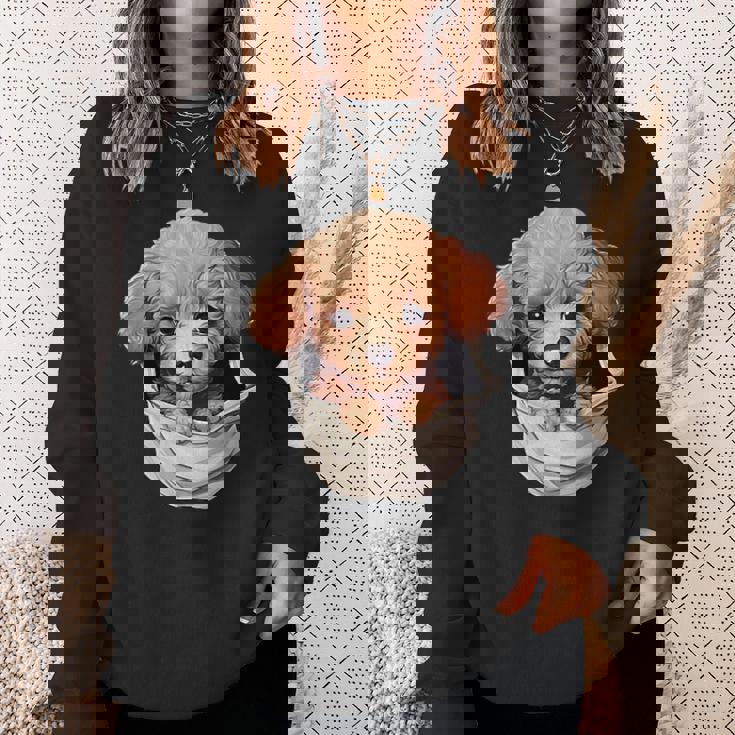 ポケットから覗く トイプードル 可愛い 犬 かわいい 子犬 犬好き 犬の飼い主 愛犬家 メンズ レディース キッズ スウェットシャツ 彼女への贈り物