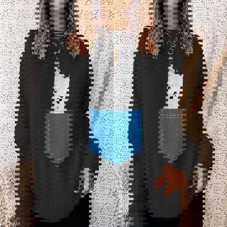 ポケットに犬のウェスティ犬テリアフロントポケット胸 スウェットシャツ 彼女への贈り物