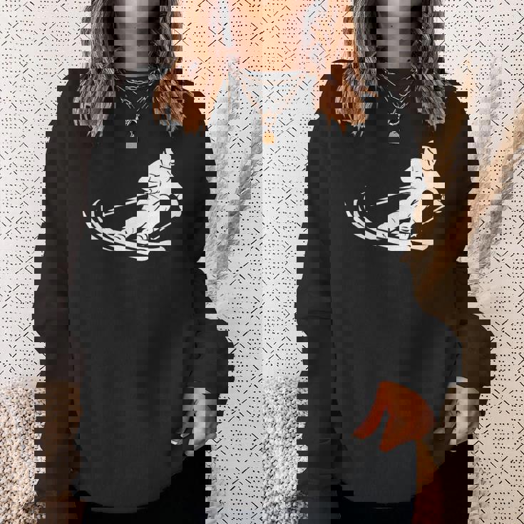 ミニマリスト スキー シルエット ウィンタースポーツ デザイン スウェットシャツ 彼女への贈り物