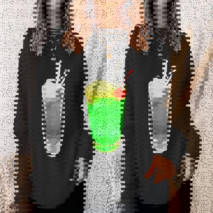 メロンソーダ／クリームソーダ（スイーツ ポップ）夏【サマータイム】昭和レトロ 80S かわいい デザイン スウェットシャツ 彼女への贈り物