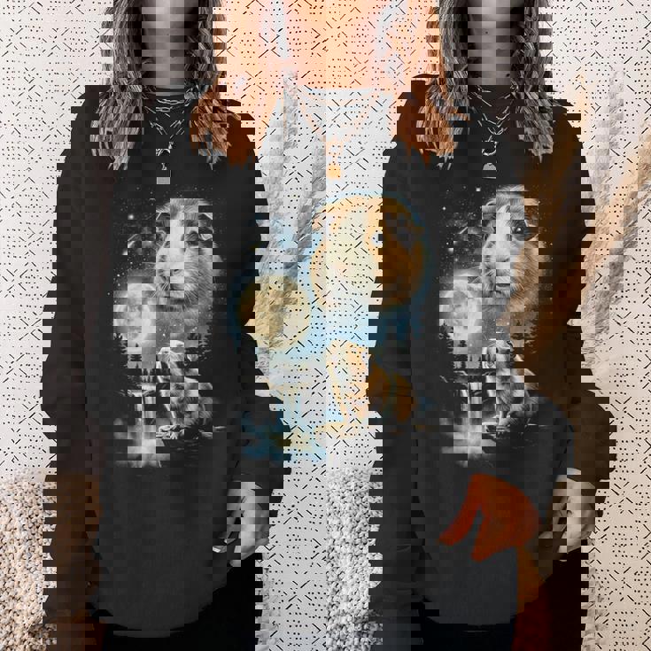 モルモット ハウリング トゥ ザ ムーン ミーム 面白い 90年代 モルモット 長袖tシャツ スウェットシャツ 彼女への贈り物