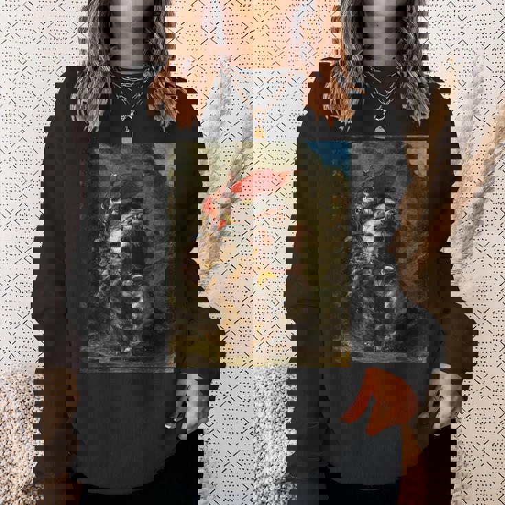 ライオンに襲われたアラブの騎手1850年ウジェーヌ・ドラクロワ スウェットシャツ 彼女への贈り物