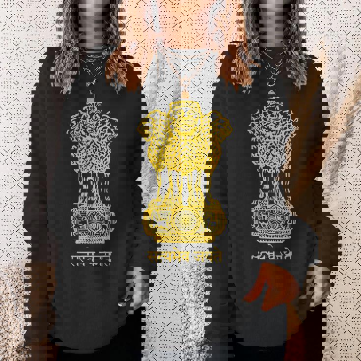 ライオンエンブレム インド国旗 ヒヌ ヒンディー語 デリー ムンバイ スウェットシャツ 彼女への贈り物