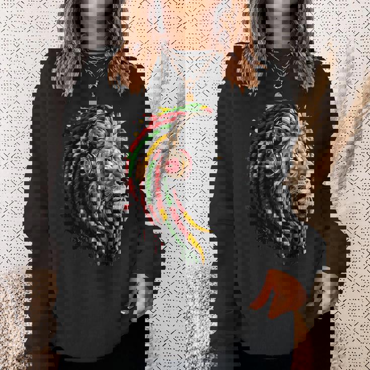 ラスタレゲエミュージックヘッドフォンジャマイカンルーツプライドライオン スウェットシャツ 彼女への贈り物