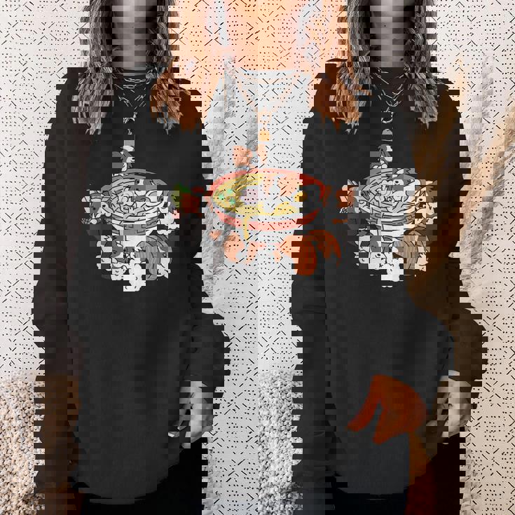 ラーメン寿司パピヨン犬 スウェットシャツ 彼女への贈り物