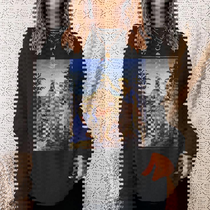 レオナルド ダヴィンチ 面白いtシャツ アート キリストの洗礼 聖書 絵画 メンズ 面白い 服 美術 ネタ スウェットシャツ 彼女への贈り物