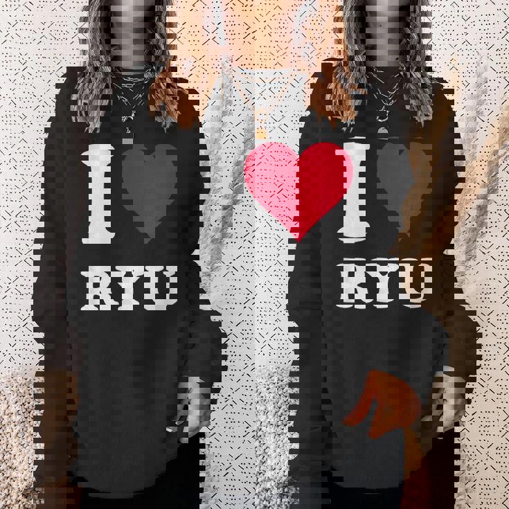 レッドハート I Love Ryu スウェットシャツ 彼女への贈り物