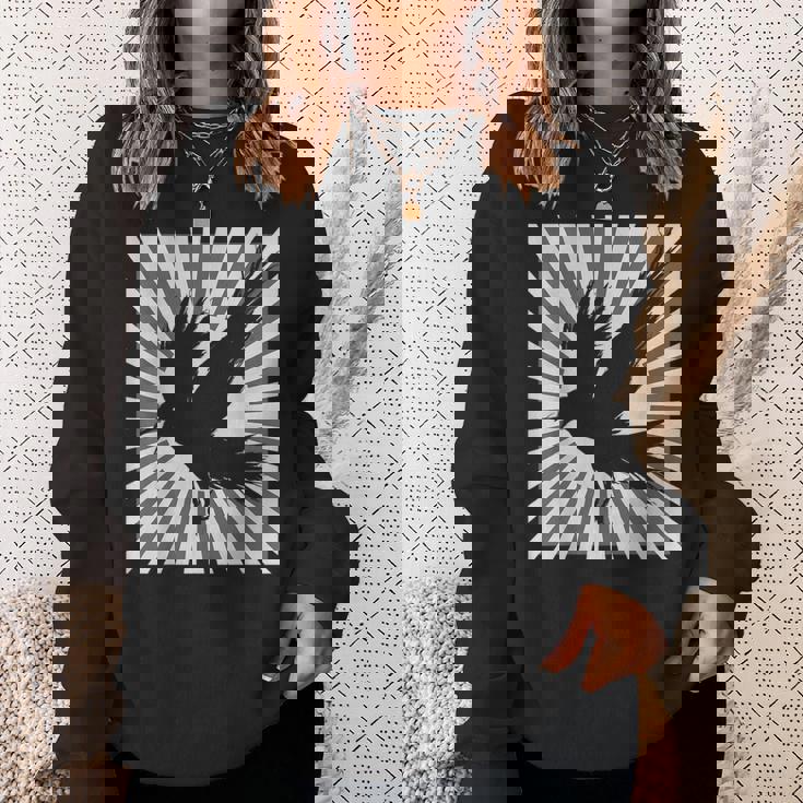 レトロなカラスの美学 日本の旭日旗 黒カラス スウェットシャツ 彼女への贈り物