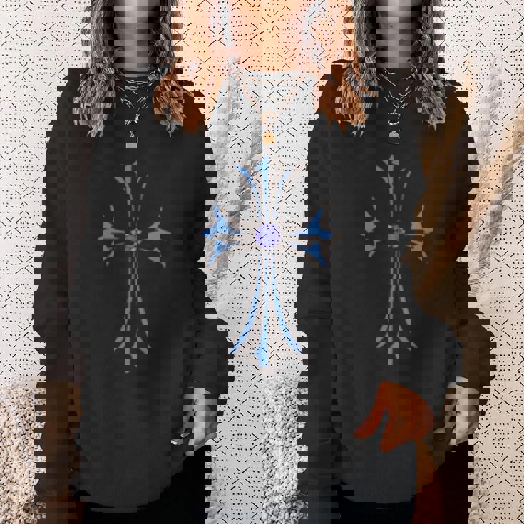 ロイヤル ブルー サファイア クロス 長袖tシャツ スウェットシャツ 彼女への贈り物