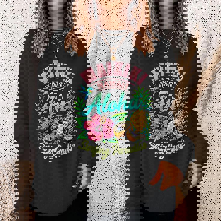 ワイキキ ハワイ アロハ サーフィン パラダイス ハイビスカス パイナップル 長袖tシャツ スウェットシャツ 彼女への贈り物