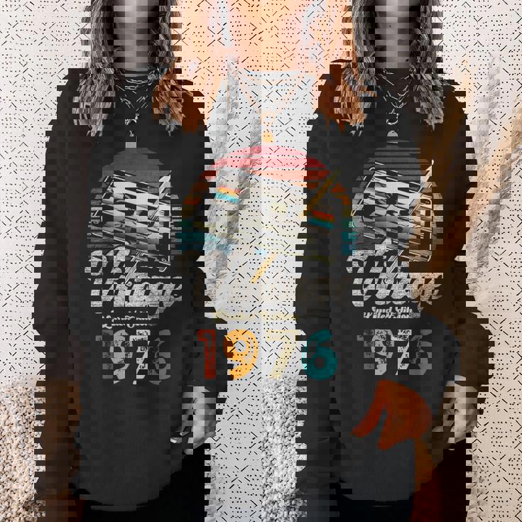 ヴィンテージ1976バースデー50年カセットペンシル スウェットシャツ 彼女への贈り物