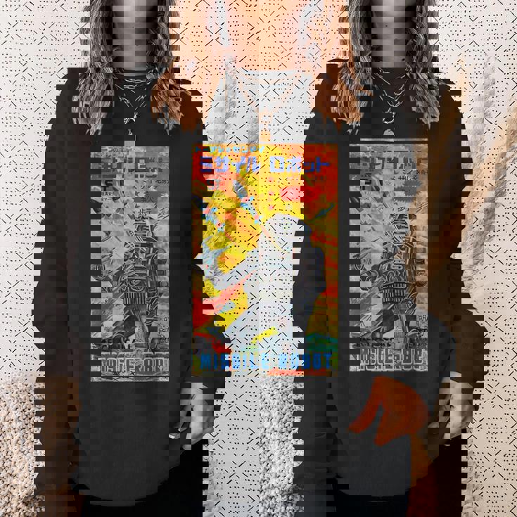 ヴィンテージグラフィック ミサイルロボット 日本のレトロオールドトイアニメ スウェットシャツ 彼女への贈り物