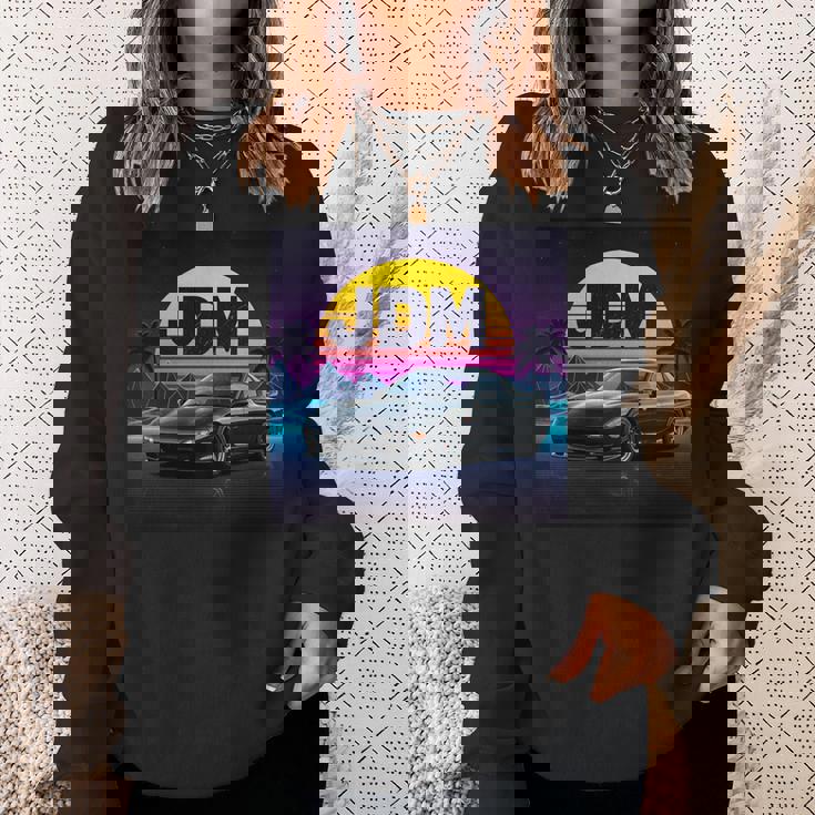 ヴェイパーウェーブ レトロ サンセット Jdm レジェンドカー 日本国内市場 長袖tシャツ スウェットシャツ 彼女への贈り物