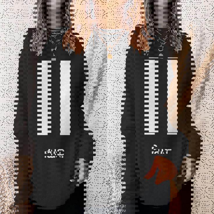 一時停止ボタン 長袖tシャツ スウェットシャツ 彼女への贈り物