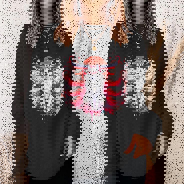 九尾狐 きつねと鳥居門 スウェットシャツ 彼女への贈り物