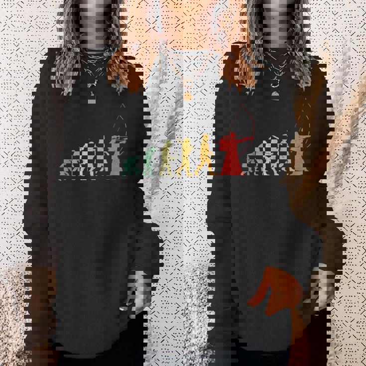 人類の進化 弓道 弓術 弓道好き 騎射 歩射 堂射 弓道部 弓道サークル 古武術 和弓 レトロ 弓 エボリューション スウェットシャツ 彼女への贈り物