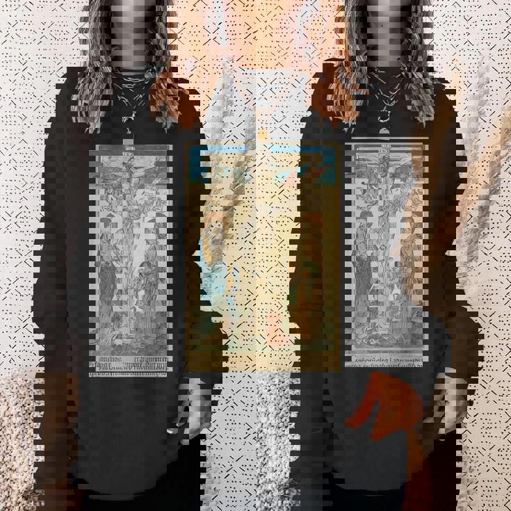 十字架上のイエス 中世美術 キリスト教 カトリック スウェットシャツ 彼女への贈り物