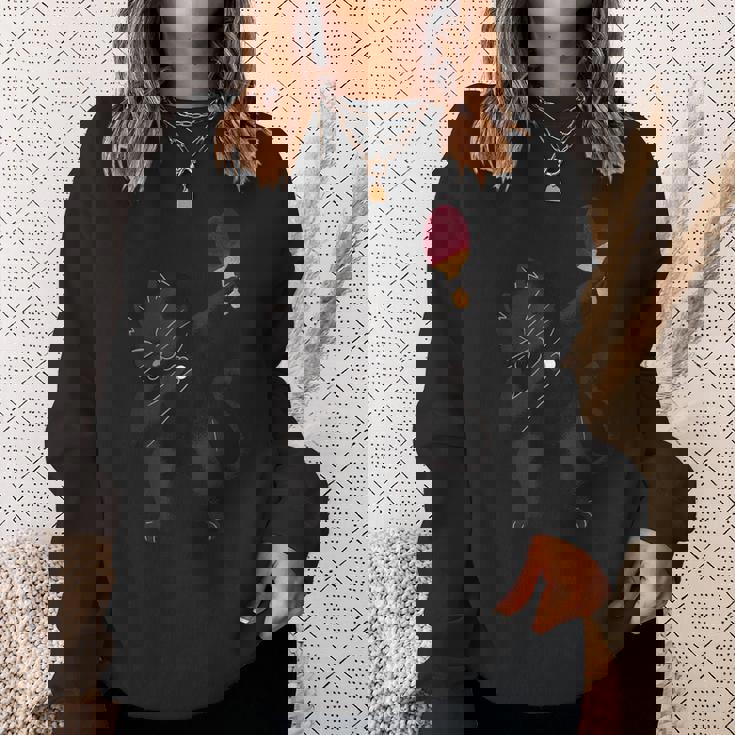 卓球黒猫ピンポン服 猫ピンポン スウェットシャツ 彼女への贈り物