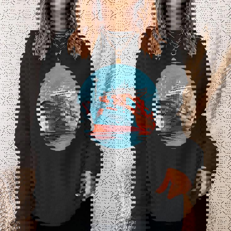 大型輸送船 カーゴコンテナ船愛好家向け スウェットシャツ 彼女への贈り物