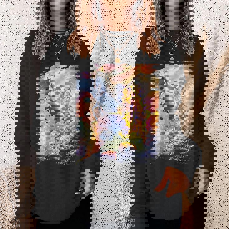 宇宙の銀河猫とユニコーン ペガサス スウェットシャツ 彼女への贈り物